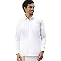 RAMRAJ COTTON Men White Cotton Full Sleeve