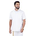RAMRAJ COTTON Men White Cotton Rich Half