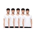 RAMRAJ COTTON Men White Round Neck Half Sleeve Cotton Vest|Men Inner Wear Banian| Moisture Absorbant