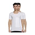 RAMRAJ COTTON Men White Round Neck Half