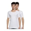 RAMRAJ COTTON Men White Round Neck Half Sleeve Cotton Vest|Men Inner Wear Banian| Moisture Absorbant