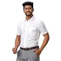 RAMRAJ COTTON Men White Solid Half Sleeve