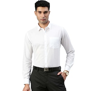 RAMRAJ COTTON Mens White Cotton Rich Solid