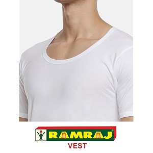 ramraj cotton men white round neck half sleeve cotton vestmen inner wear banian moisture absorbant