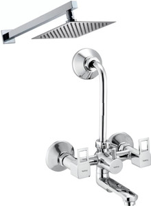 ramya cube wall mixer with l band  8x8 shower head 15inch arm for bathroom tap wall mixer faucet wall mount installation type