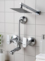 Ramya Prime Wall Mixer With Band & 8x8 Shower Head 15inch Arm For Bathroom Tap Wall Mixer Faucet (Wall Mount Installation Type)