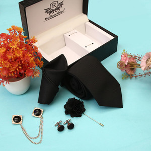 random stripe silk cufflink  tie pin set