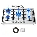 Ranein 30 Inch 5 Burner Gas Cooktop, NG/LPG, 304 Stainless Steel