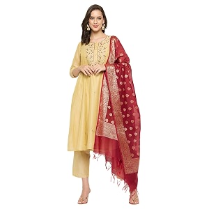 Rangavali Beige Gold Embroidered Festive Anarkali Kurta