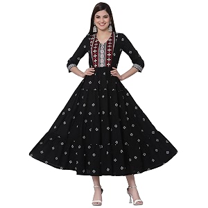 Rangavali Black Tiered Dress for Women