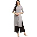 rangita Yellow Rayon Calf Length Striped Straight