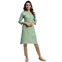 rangita Mint Green Rayon Knee Length Striped