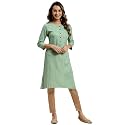 rangita Mint Green Rayon Knee Length Striped
