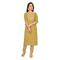 rangita Mustard Cotton Embellished Straight Kurta with