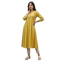 rangita Mustard Poly Viscose Anarkali Embroidered Calf