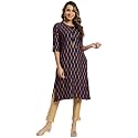 rangita Navy Rayon Calf Length Printed Straight