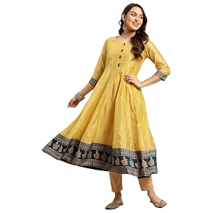rangita Off White Chanderi Calf Length Printed