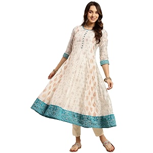 rangita Off White Chanderi Calf Length Printed
