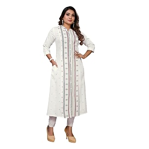 rangita Off White Rayon Calf Length Printed