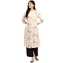 rangita Off White Rayon Calf Length Printed