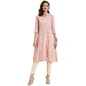 rangita Peach Rayon Calf Length Printed A-line