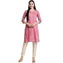 rangita Pink Polyester Knee Length Solid Straight