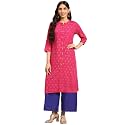 rangita Pink Rayon Calf Length Printed A-line