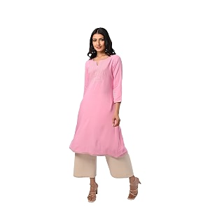 rangita Rayon Calf Length Embroidered A-line Kurti