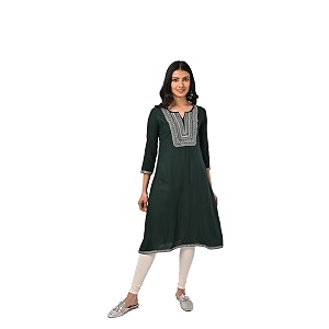 rangita Rayon Calf Length Embroidered A-line Kurti