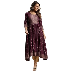 rangita Rayon Calf Length Printed Anarkali Kurti