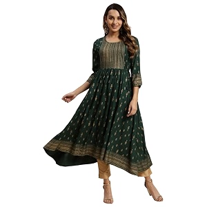 rangita Rayon Calf Length Printed Anarkali Kurti