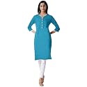 rangita Turquoise Rayon Knee Length Printed Straight