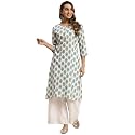 rangita White Rayon Calf Length Printed A-line