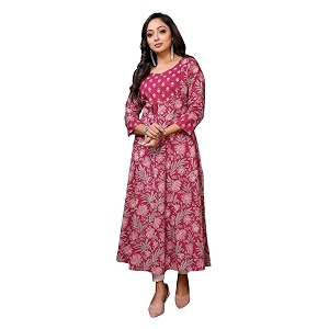 rangita Womens Cotton Relaxed Fit Anarkali Embroide