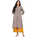 rangita Grey Rayon Calf Length Printed A-line