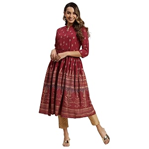 rangita Womens Rayon Relaxed Fit Anarkali Calf