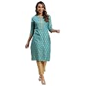 rangita Women Rayon Regular Fit Turquoise Knee