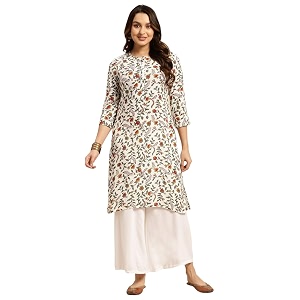 rangita Yellow Rayon Calf Length Striped Straight