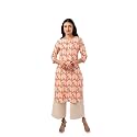 rangita Peach Rayon Calf Length Printed Straight