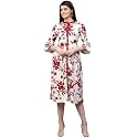 RANGMAYEE Women White and Maroon Printed A-Line