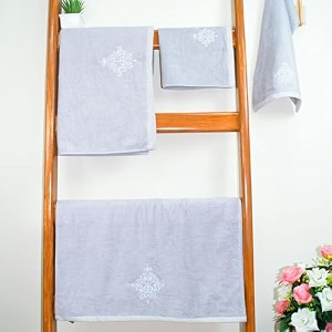 rangoli 100 bamboo hand towels - set of 2  500 gsm organic royale hand towel pack  40 x 60cm hand size towels  ultra soft quick-absorbent amp eco-friendly towels for hand amp bathroom - grey