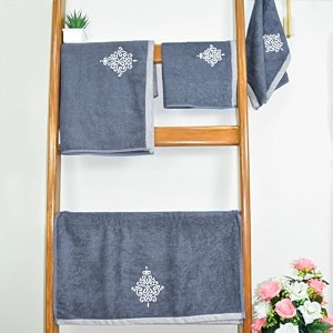 rangoli 100 bamboo hand towels - set of 2  500 gsm organic royale hand towel pack  40 x 60cm hand size towels  ultra soft quick-absorbent amp eco-friendly towels for hand amp bathroom - dark grey