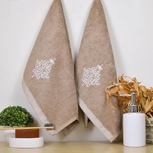 rangoli 100 bamboo hand towels - set of 2  500 gsm organic royale hand towel pack  40 x 60cm hand size towels  ultra soft quick-absorbent amp eco-friendly towels for hand amp bathroom - dark grey