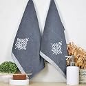 RANGOLI 100% Bamboo Hand Towels - Set of 2 | 500 GSM, Organic Royale Hand Towel Pack | 40 x 60cm Hand Size Towels | Ultra Soft, Quick-Absorbent & Eco-Friendly Towels for Hand & Bathroom - Dark Grey