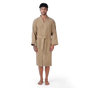 rangoli premium knee-length microfiber men bathrobe in full sleeves amp 2 pockets with 400 gsm fabric for ultra soft amp 2x absorbency  noble collection