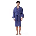 RANGOLI Microfiber Unisex Knee-Length Bathrobe with Full Sleeves &amp; Pockets, 550 GSM Extra Absorbent Terry Fabric with Rope Tie Closure (Navy Blue-M) | Canningvale Collection