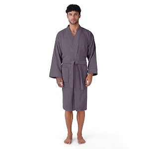 rangoli premium knee-length microfiber men bathrobe in full sleeves amp 2 pockets with 400 gsm fabric for ultra soft amp 2x absorbency  noble collection