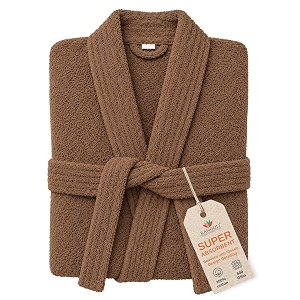 rangoli women39s microfiber bathrobe in knee-length amp half sleeve with 400 gsm for super absorbent amp comfortable day wear brown-xl  noble collection