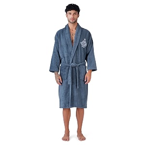 rangoli premium men39s 100 bamboo bathrobe  460 gsm terry fabric  full sleeves knee-length bath robe with 2 pockets belt closure in soft amp absorbent luxury design blue-xl  royal bamboo