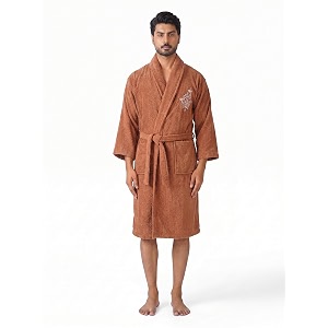 rangoli premium men39s 100 bamboo bathrobe  460 gsm terry fabric  full sleeves knee-length bath robe with 2 pockets belt closure in soft amp absorbent luxury design brown-xl  royal bamboo